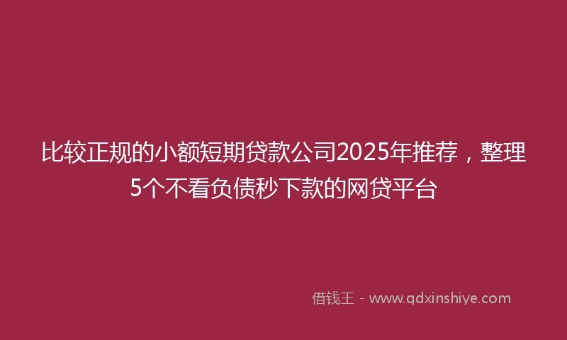 比较正规的小额短期贷款公司2025年推荐，整理5个不看负债秒下款的网贷平台