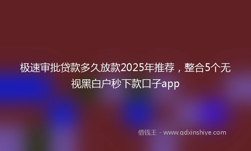 极速审批贷款多久放款2025年推荐，整合5个无视黑白户秒下款口子app