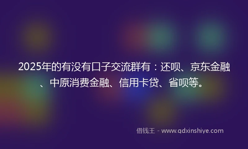 2025年的有没有口子交流群有：还呗、京东金融、中原消费金融、信用卡贷、省呗等。