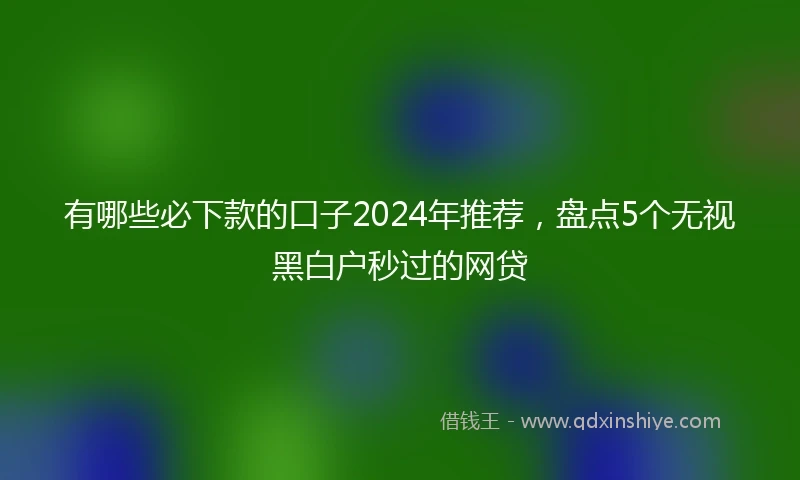 有哪些必下款的口子2024年推荐，盘点5个无视黑白户秒过的网贷