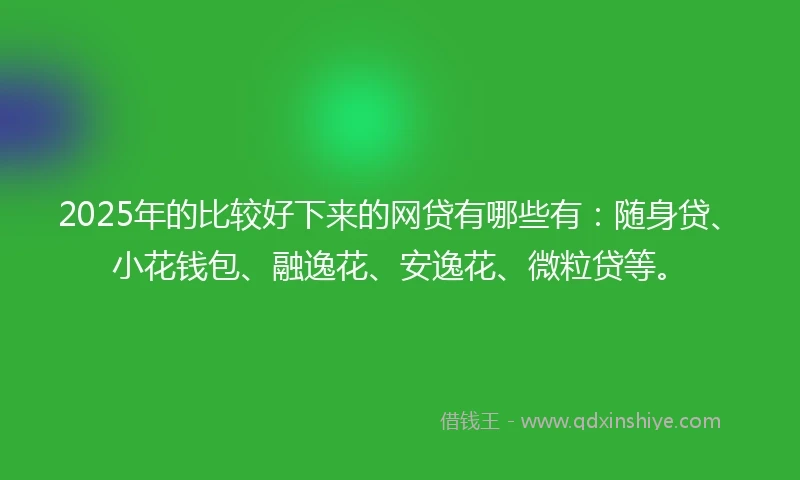 2025年的比较好下来的网贷有哪些有：随身贷、小花钱包、融逸花、安逸花、微粒贷等。