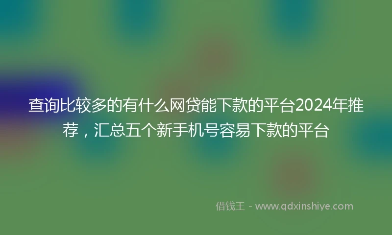 查询比较多的有什么网贷能下款的平台2024年推荐，汇总五个新手机号容易下款的平台