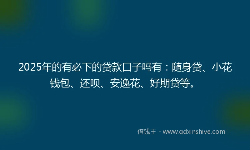 2025年的有必下的贷款口子吗有：随身贷、小花钱包、还呗、安逸花、好期贷等。