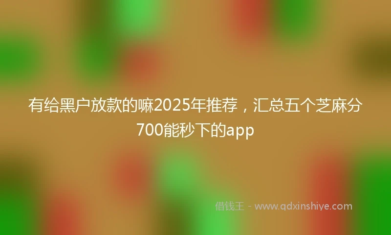 有给黑户放款的嘛2025年推荐，汇总五个芝麻分700能秒下的app