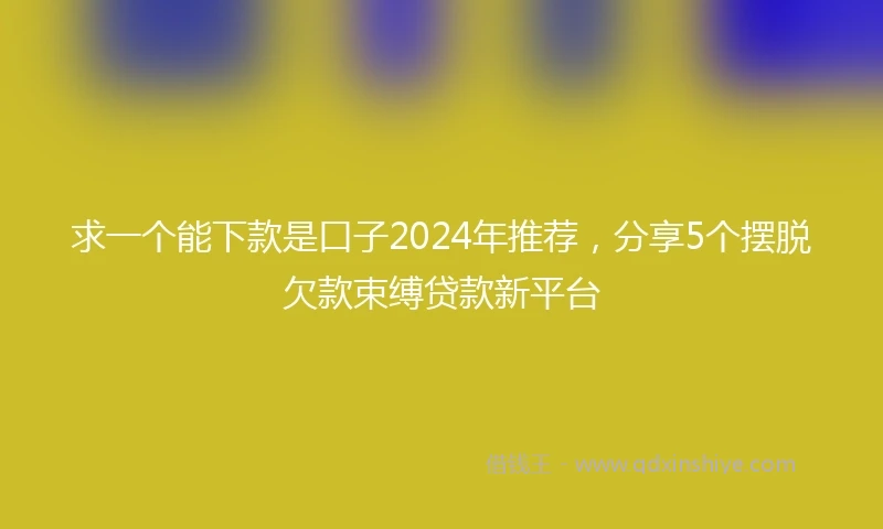 求一个能下款是口子2024年推荐，分享5个摆脱欠款束缚贷款新平台