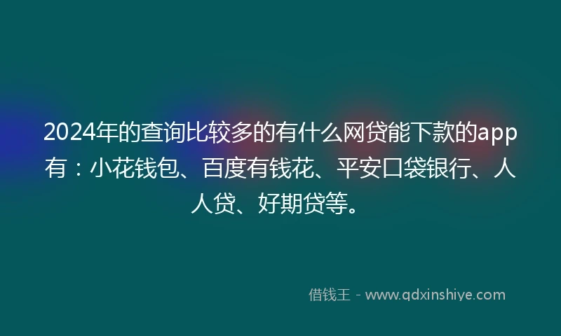 2024年的查询比较多的有什么网贷能下款的app有：小花钱包、百度有钱花、平安口袋银行、人人贷、好期贷等。