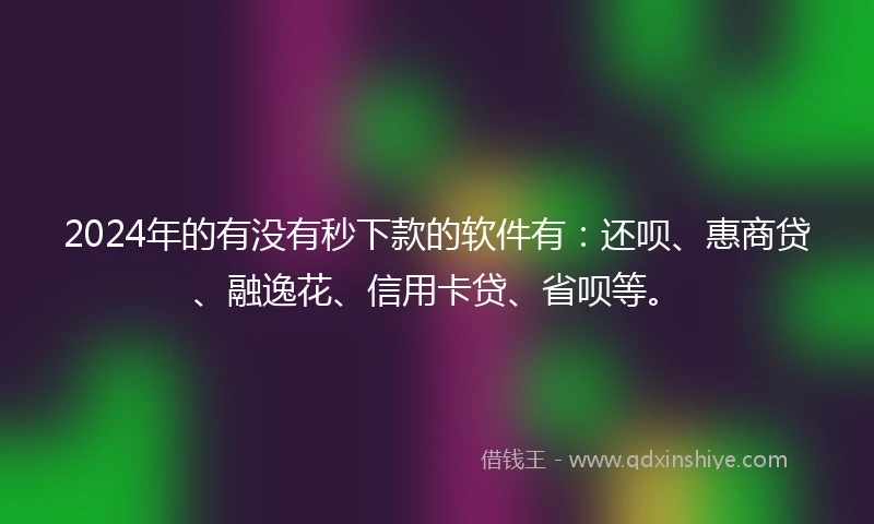 2024年的有没有秒下款的软件有：还呗、惠商贷、融逸花、信用卡贷、省呗等。