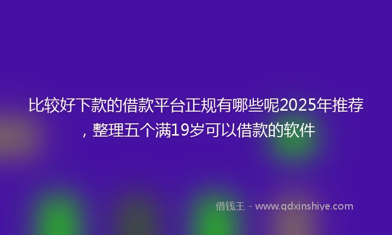 比较好下款的借款平台正规有哪些呢2025年推荐，整理五个满19岁可以借款的软件