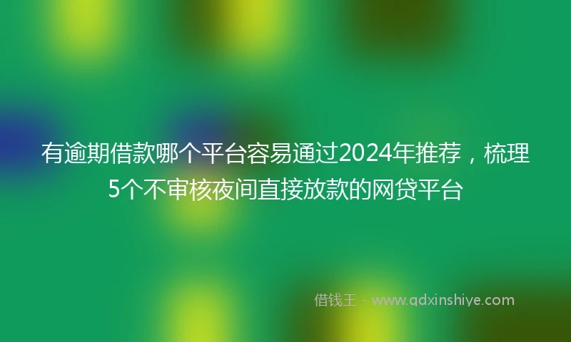 有逾期借款哪个平台容易通过2024年推荐，梳理5个不审核夜间直接放款的网贷平台