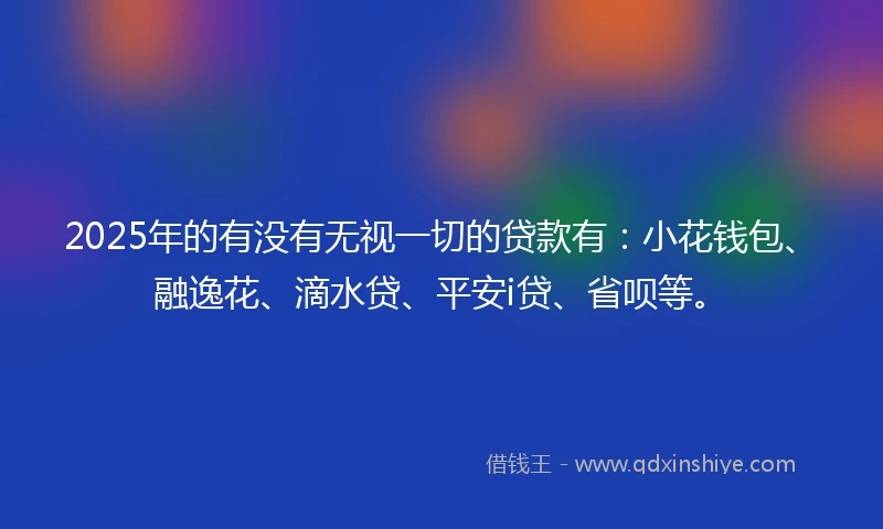 2025年的有没有无视一切的贷款有：小花钱包、融逸花、滴水贷、平安i贷、省呗等。