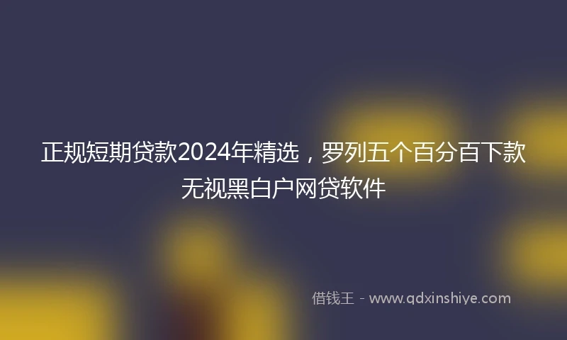 正规短期贷款2024年精选，罗列五个百分百下款无视黑白户网贷软件