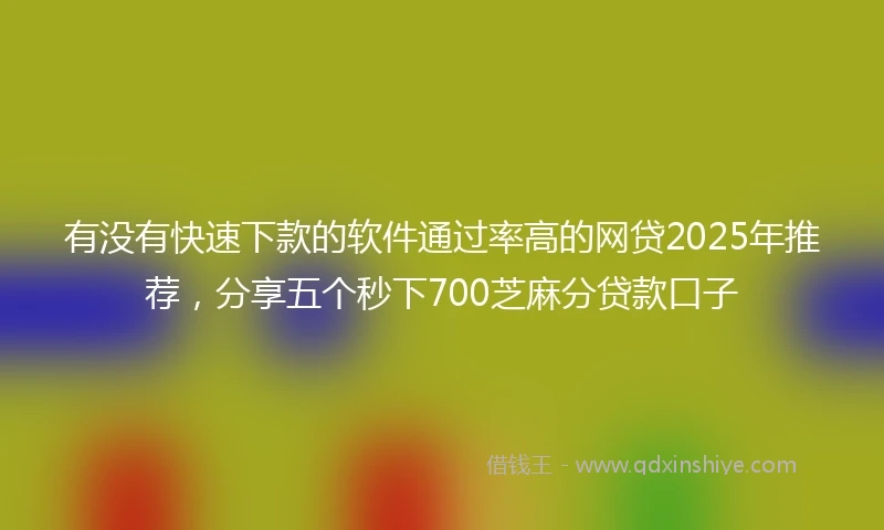 有没有快速下款的软件通过率高的网贷2025年推荐，分享五个秒下700芝麻分贷款口子