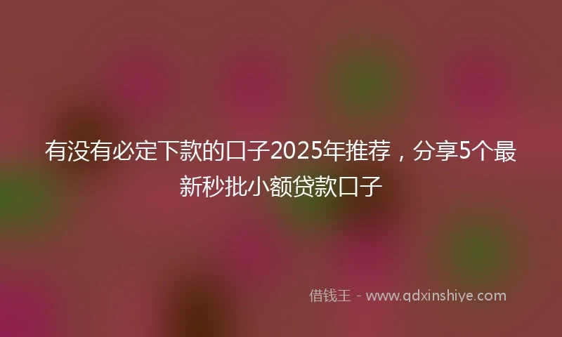有没有必定下款的口子2025年推荐，分享5个最新秒批小额贷款口子