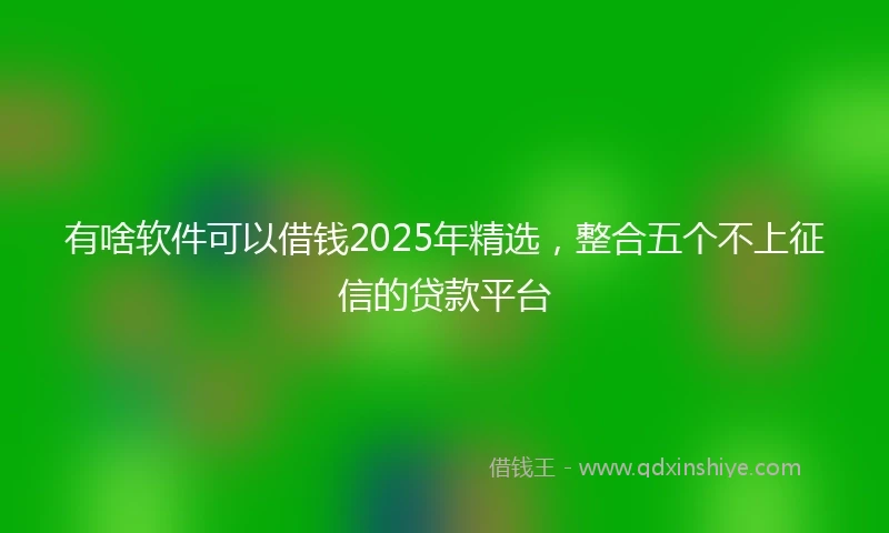 有啥软件可以借钱2025年精选，整合五个不上征信的贷款平台