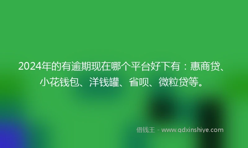 2024年的有逾期现在哪个平台好下有：惠商贷、小花钱包、洋钱罐、省呗、微粒贷等。