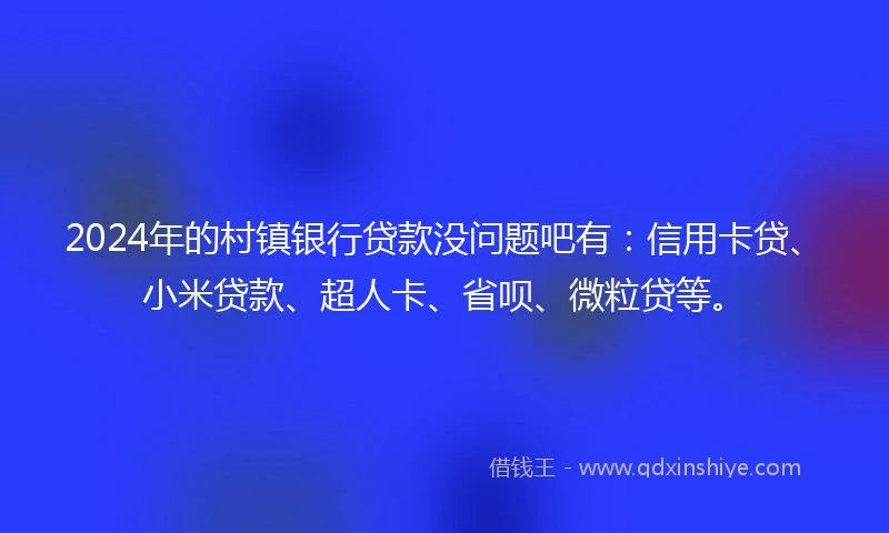 2024年的村镇银行贷款没问题吧有：信用卡贷、小米贷款、超人卡、省呗、微粒贷等。