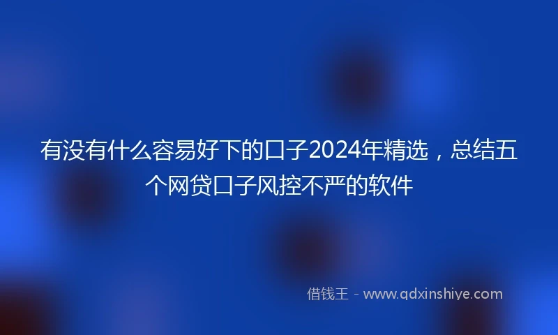 有没有什么容易好下的口子2024年精选，总结五个网贷口子风控不严的软件