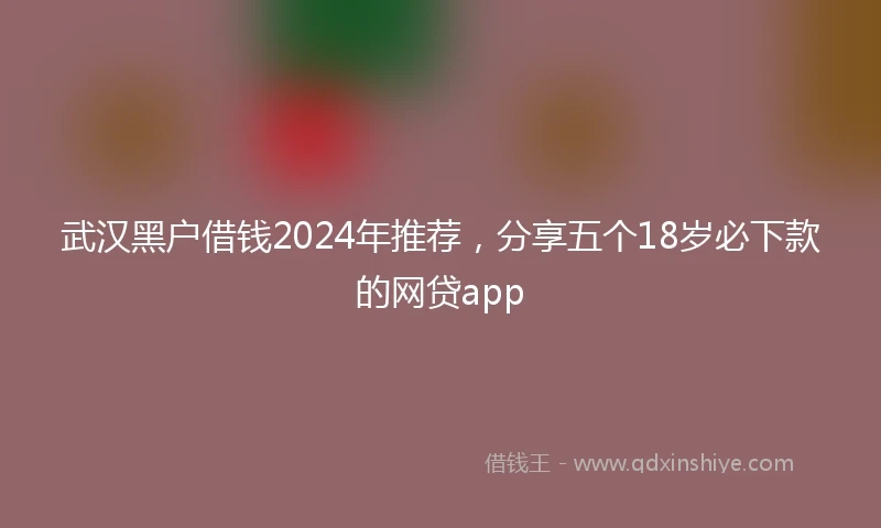 武汉黑户借钱2024年推荐，分享五个18岁必下款的网贷app