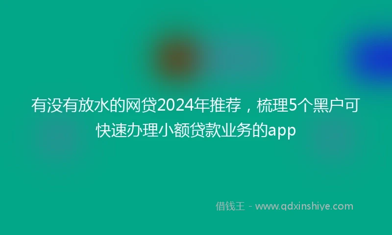 有没有放水的网贷2024年推荐，梳理5个黑户可快速办理小额贷款业务的app