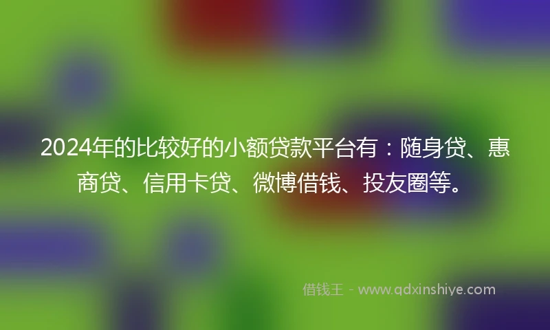2024年的比较好的小额贷款平台有：随身贷、惠商贷、信用卡贷、微博借钱、投友圈等。