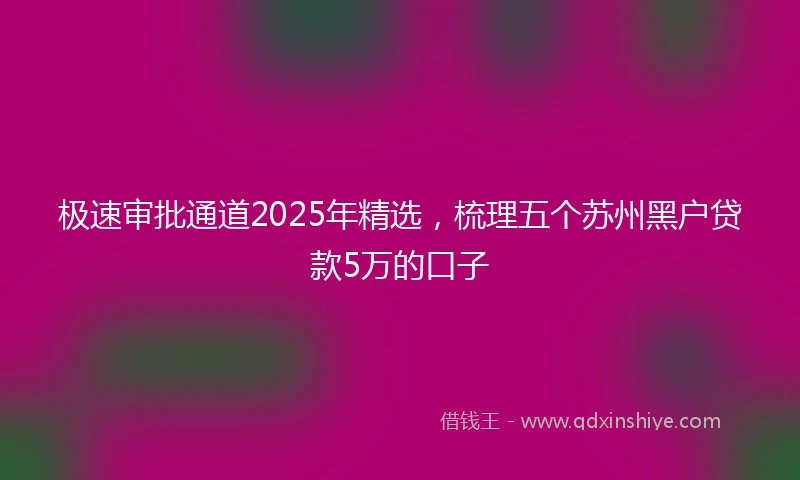 极速审批通道2025年精选，梳理五个苏州黑户贷款5万的口子