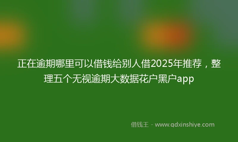 正在逾期哪里可以借钱给别人借2025年推荐，整理五个无视逾期大数据花户黑户app