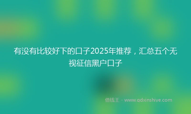 有没有比较好下的口子2025年推荐，汇总五个无视征信黑户口子