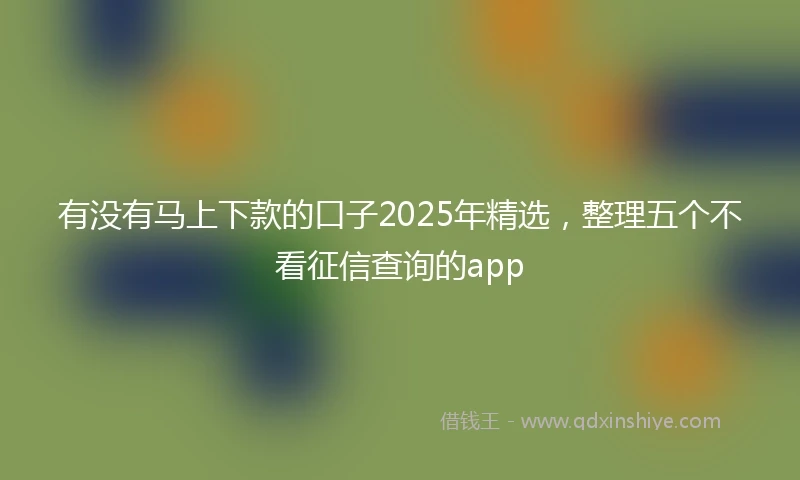 有没有马上下款的口子2025年精选，整理五个不看征信查询的app