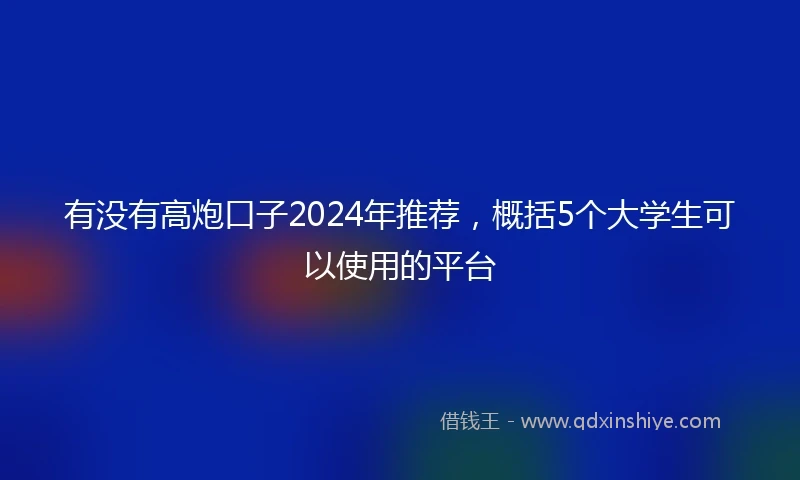 有没有高炮口子2024年推荐，概括5个大学生可以使用的平台