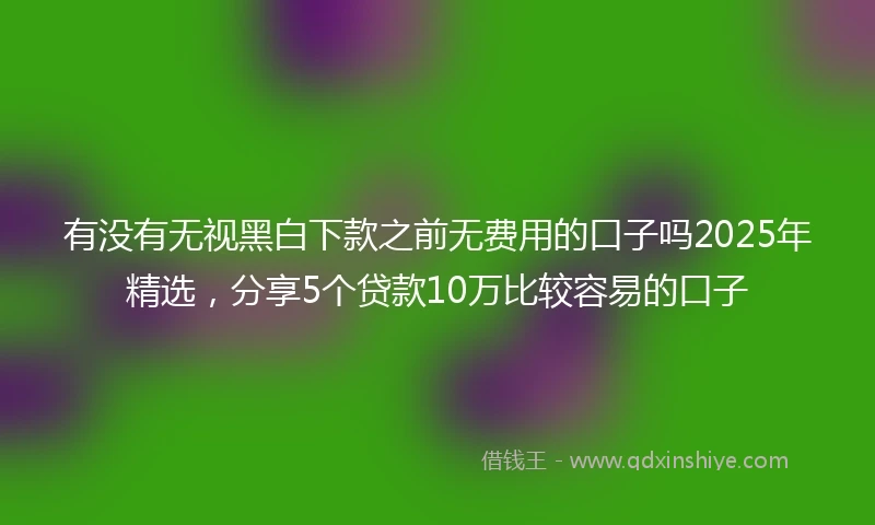 有没有无视黑白下款之前无费用的口子吗2025年精选，分享5个贷款10万比较容易的口子