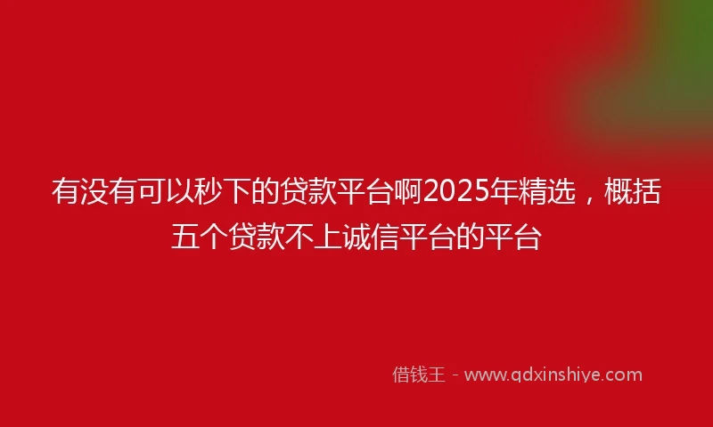 有没有可以秒下的贷款平台啊2025年精选，概括五个贷款不上诚信平台的平台