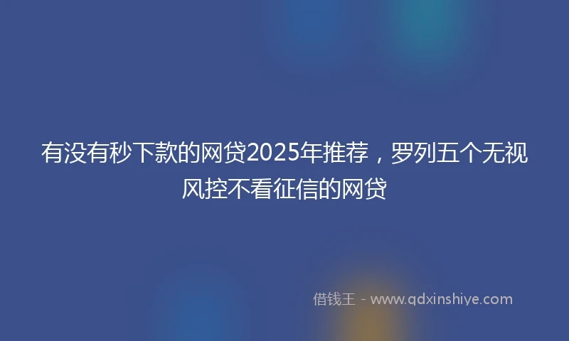 有没有秒下款的网贷2025年推荐，罗列五个无视风控不看征信的网贷