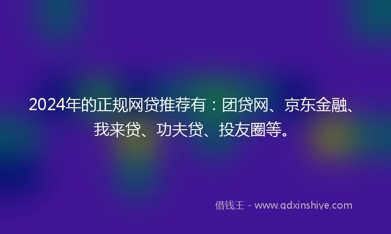 2024年的正规网贷推荐有：团贷网、京东金融、我来贷、功夫贷、投友圈等。