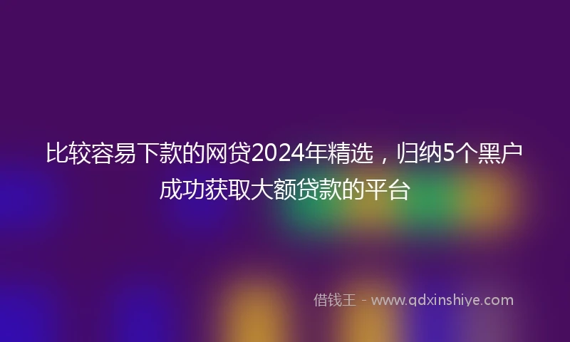 比较容易下款的网贷2024年精选，归纳5个黑户成功获取大额贷款的平台