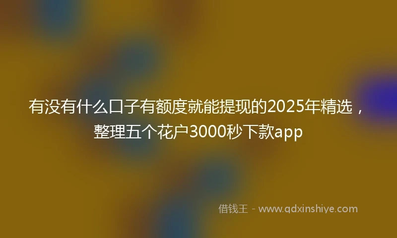 有没有什么口子有额度就能提现的2025年精选，整理五个花户3000秒下款app