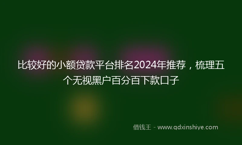 比较好的小额贷款平台排名2024年推荐，梳理五个无视黑户百分百下款口子
