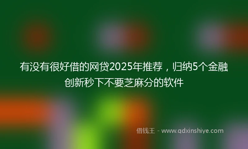 有没有很好借的网贷2025年推荐，归纳5个金融创新秒下不要芝麻分的软件