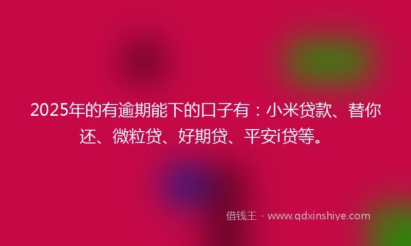 2025年的有逾期能下的口子有：小米贷款、替你还、微粒贷、好期贷、平安i贷等。