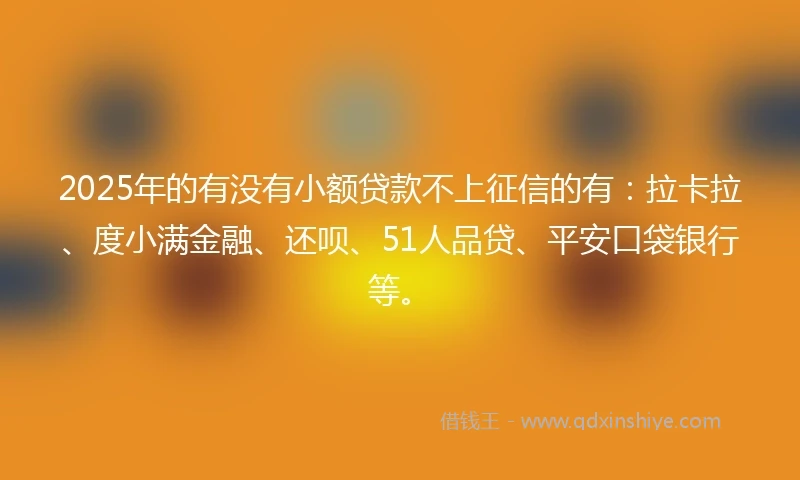 2025年的有没有小额贷款不上征信的有：拉卡拉、度小满金融、还呗、51人品贷、平安口袋银行等。