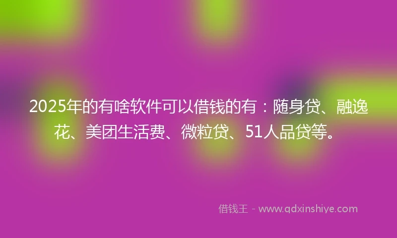2025年的有啥软件可以借钱的有：随身贷、融逸花、美团生活费、微粒贷、51人品贷等。