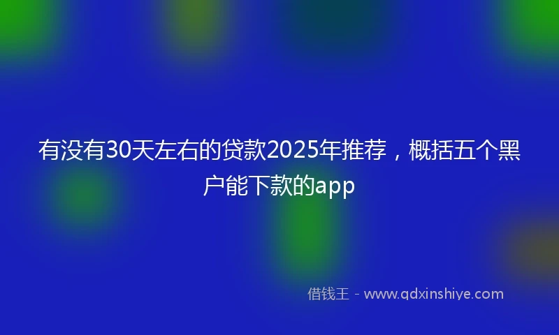 有没有30天左右的贷款2025年推荐，概括五个黑户能下款的app