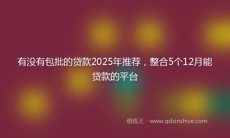 有没有包批的贷款2025年推荐，整合5个12月能贷款的平台