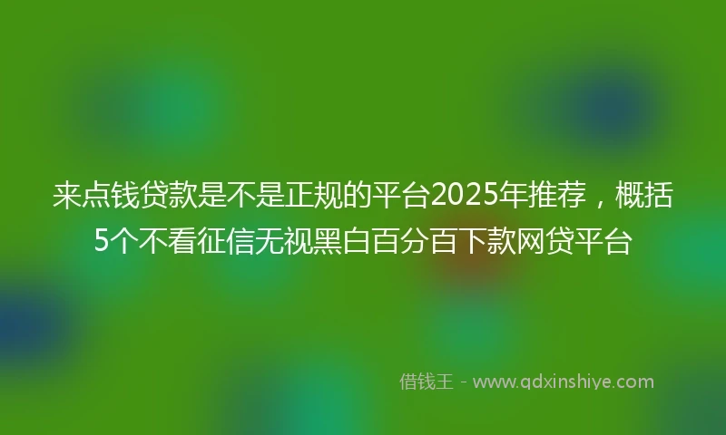 来点钱贷款是不是正规的平台2025年推荐，概括5个不看征信无视黑白百分百下款网贷平台