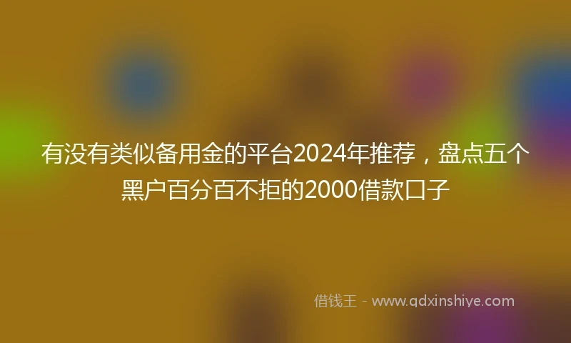 有没有类似备用金的平台2024年推荐，盘点五个黑户百分百不拒的2000借款口子