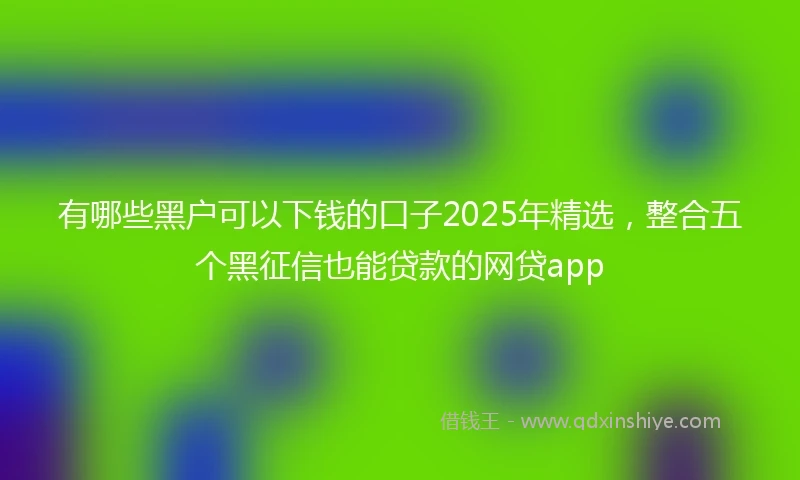 有哪些黑户可以下钱的口子2025年精选，整合五个黑征信也能贷款的网贷app