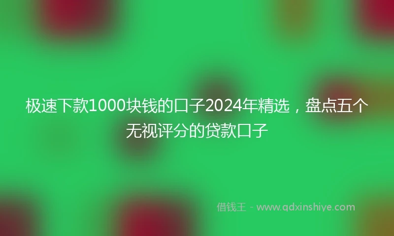 极速下款1000块钱的口子2024年精选，盘点五个无视评分的贷款口子
