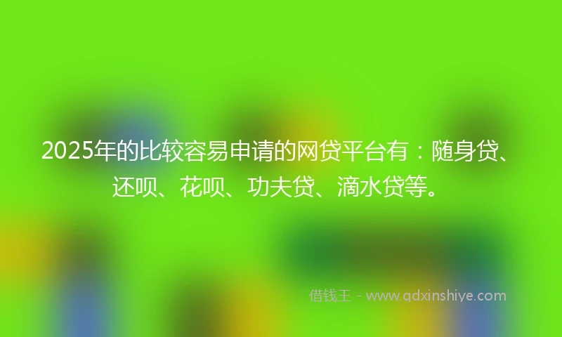 2025年的比较容易申请的网贷平台有：随身贷、还呗、花呗、功夫贷、滴水贷等。