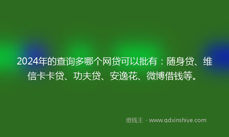 2024年的查询多哪个网贷可以批有：随身贷、维信卡卡贷、功夫贷、安逸花、微博借钱等。