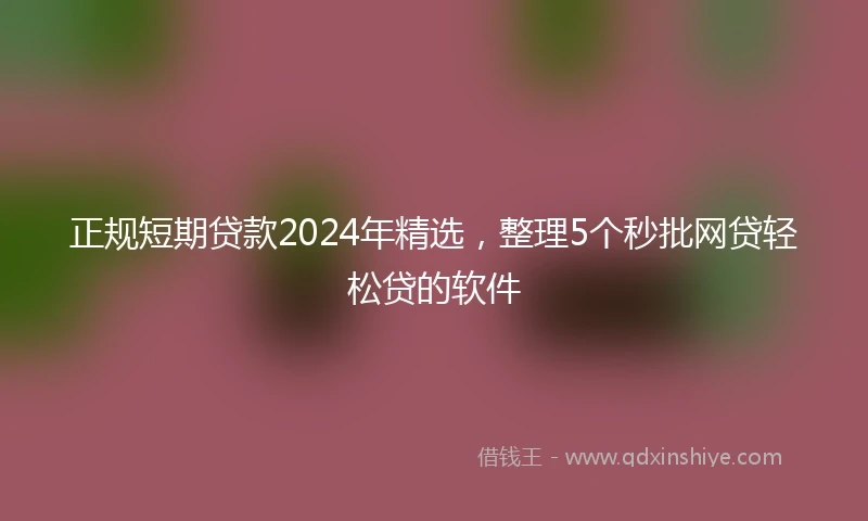 正规短期贷款2024年精选，整理5个秒批网贷轻松贷的软件