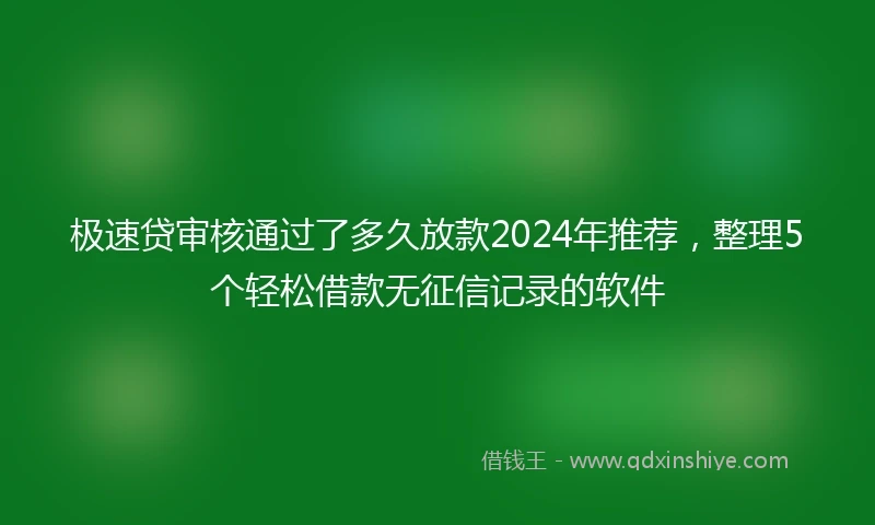 极速贷审核通过了多久放款2024年推荐，整理5个轻松借款无征信记录的软件
